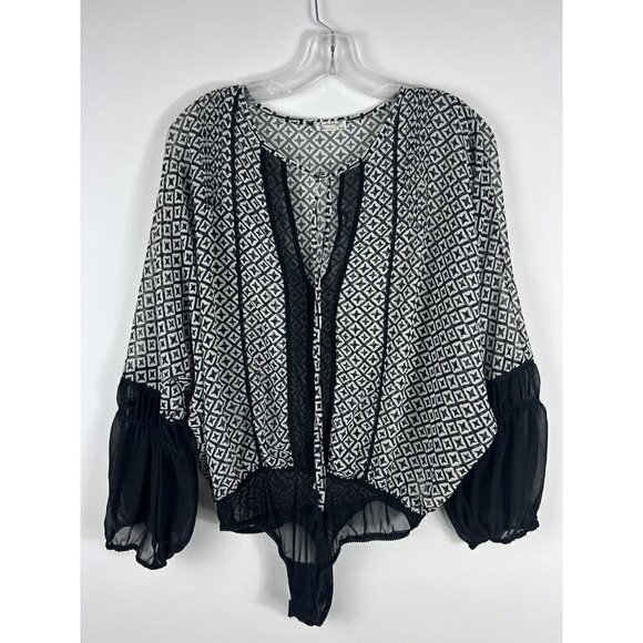 Free People Intimately Free Jolene Bodysuit Black And White Size Small - Picture 1 of 7